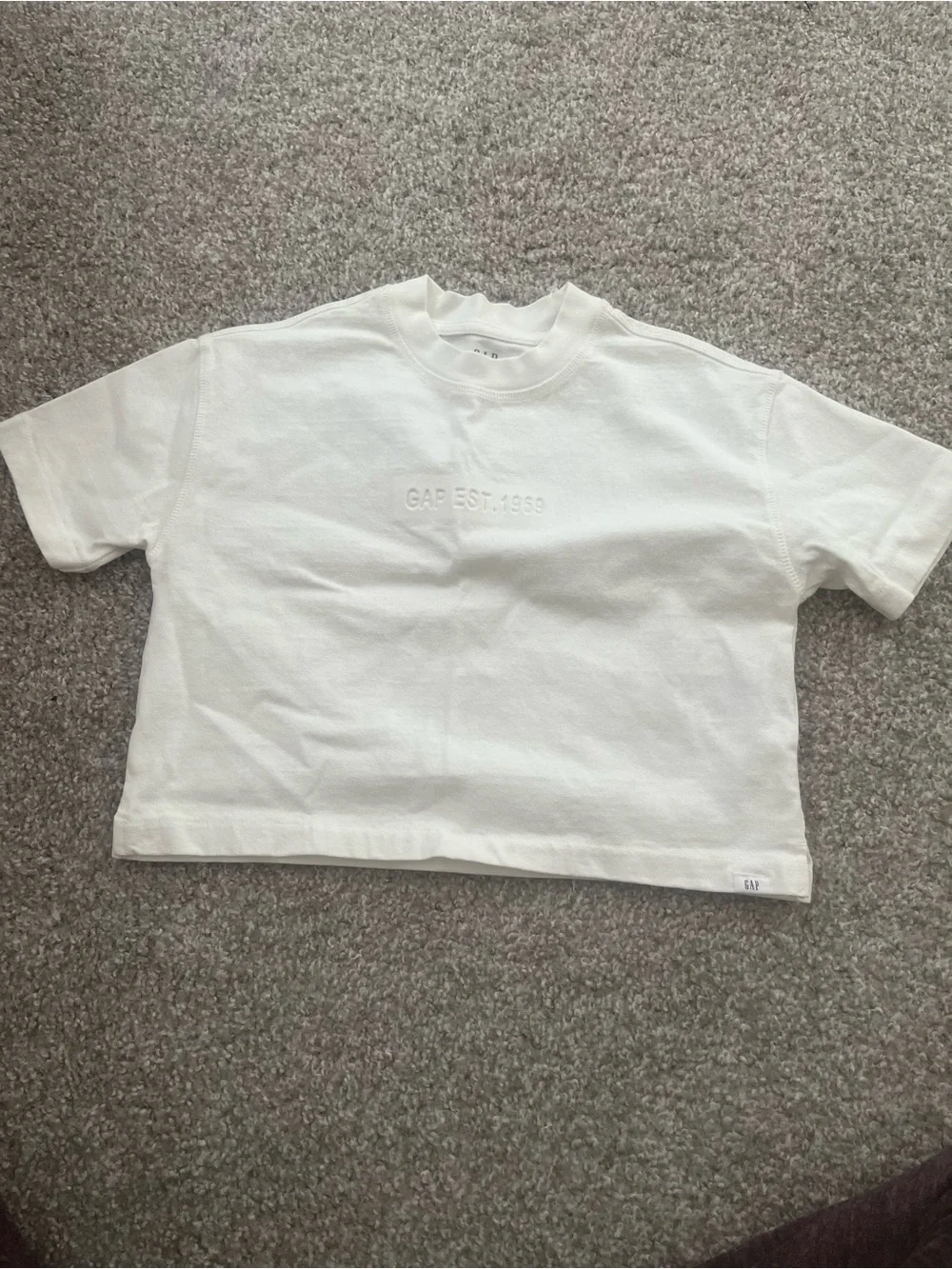 GAP White Embroidered Logo Boxy Tee - Kids